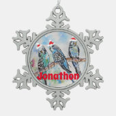 Santa Budgie Parrot Boys Name Ornament (Voorkant)