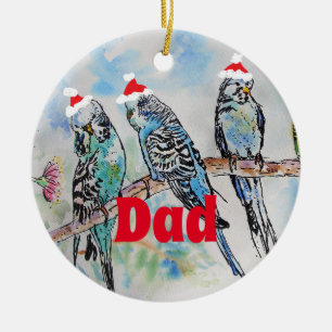 Santa Budgie Parrot Budgies vader Ornament