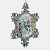 Santa Budgie Parrot Waterverf Budgies Ornament (Links)
