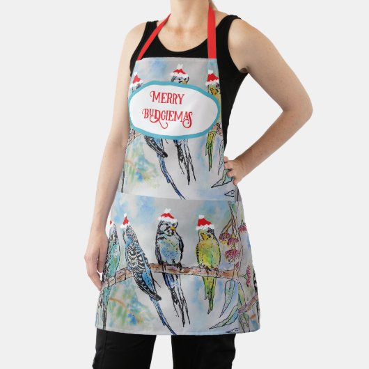 Santa Budgies Budgie bird Kerstmis Apron Schort (Insitu)