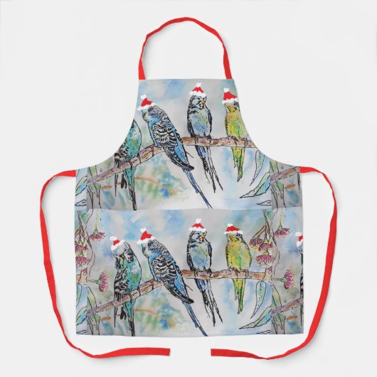 Santa Budgies Budgie bird Kerstmis Apron Schort (Voorkant)