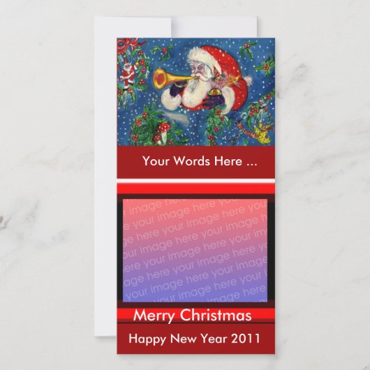 SANTA BUGLER MUSICAL CHRISTMAS NACHT FEESTDAGENKAART (Voorkant)