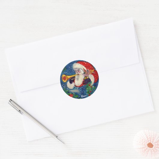 SANTA BUGLER RONDE STICKER (Envelop)