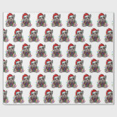 Santa Bulldog met kerstlampjes ompakken papier (Vlak)