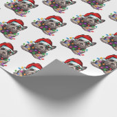 Santa Bulldog met kerstlampjes ompakken papier (Hoek)