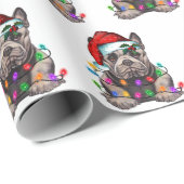 Santa Bulldog met kerstlampjes ompakken papier (Rol Hoek)