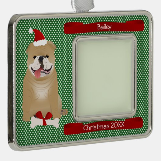 Santa Bulldog Persoonlijke Keepomwille Verzilverd Omlijst Ornament (Rechts)