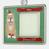Santa Bulldog Persoonlijke Keepomwille Verzilverd Omlijst Ornament (Links)