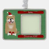 Santa Bulldog Persoonlijke Keepomwille Verzilverd Omlijst Ornament (Voorkant)