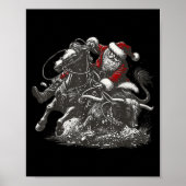 Santa Bulldogging Christmas Cowboy Santa Rodeo Xma Poster (Voorkant)