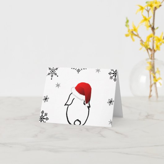 Santa Bunny Blank Kaart (Gele Bloem)