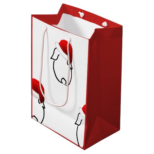 Santa Bunny Medium Gift Bag Medium Cadeauzakje (Voorkant Gekanteld)
