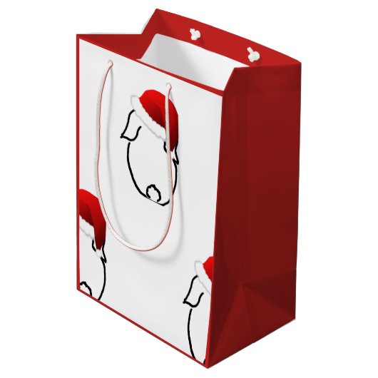 Santa Bunny Medium Gift Bag Medium Cadeauzakje (Achterkant Gekanteld)