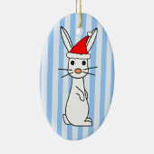 Santa Bunny - Wit met Blauwe Stripes Keramisch Ornament (Rechts)