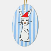 Santa Bunny - Wit met Blauwe Stripes Keramisch Ornament (Links)