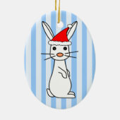 Santa Bunny - Wit met Blauwe Stripes Keramisch Ornament (Achterkant)