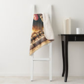 Santa by Fireplace Christmas Stockings Sherpa Deken (In situ)