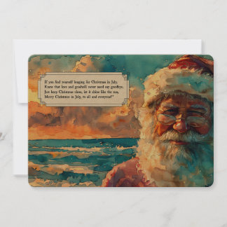 Santa by the Sea – Christmas in July Holiday Card  Feestdagenkaart