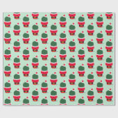 Santa Cactus Holiday Kerstmis Cadeaupapier (Vlak)