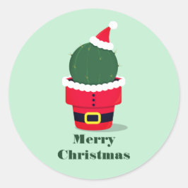 Santa Cactus Holiday Kerstmis Ronde Sticker