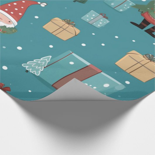 Santa Cadeaus Trees en Sneeuwkerst Cadeaupapier (Hoek)