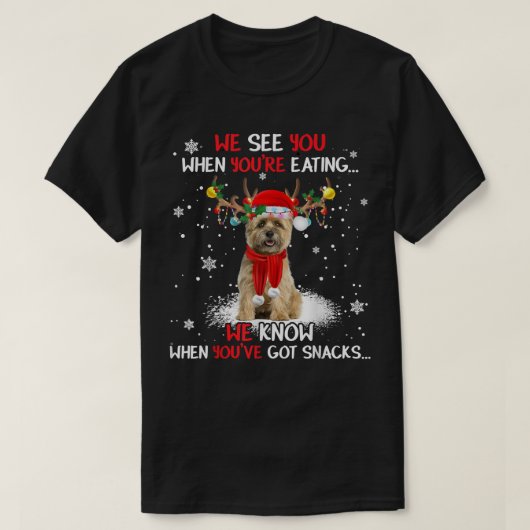 Santa Cairn Terrier Reindeer Light-kerstpajam T-shirt (Design voorkant)