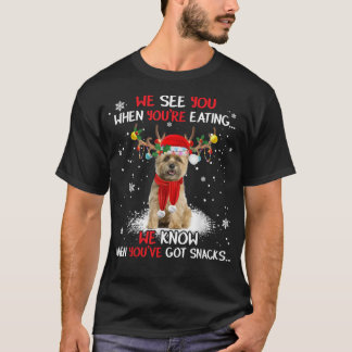Santa Cairn Terrier Reindeer Light-kerstpajam T-shirt