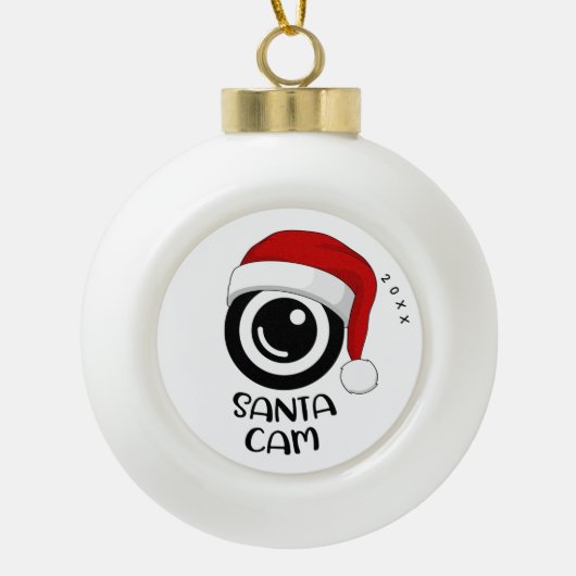 Santa Cam Ornament - gepersonaliseerd keramisch ca (Voorkant)