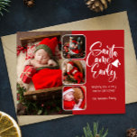 Santa Came Early Birth Notice Photo Briefkaart<br><div class="desc">Moderne, foto-collage kerstaankondiging. Laat je geboorte van je baby zien en wens je familie en vrienden prettige feestdagen met dit briefkaart van de vakantiegeboorte. Het ontwerp kenmerkt 4 foto's van de baby, typografische manuscript "'santa kwam vroeg"in trendy het schrijven, uw bericht op de voorzijde. Pas verder aan met meer details...</div>