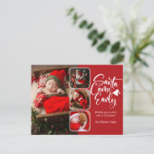 Santa Came Early Birth Notice Photo Briefkaart (Staand voorkant)