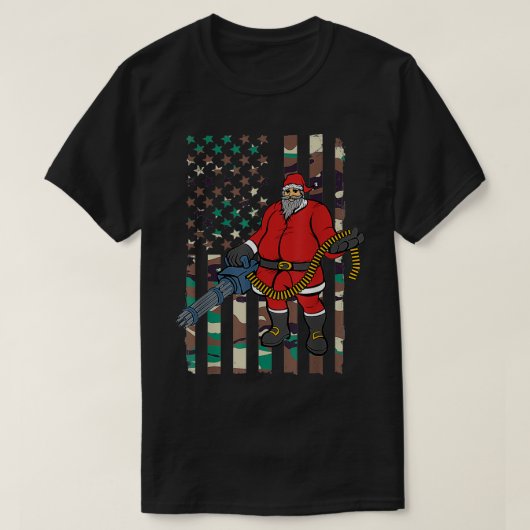 Santa Camo Flag kerstmachine Pistool T-shirt (Design voorkant)