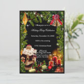 Santa Candles Bells kerstfeest uitnodiging (Staand voorkant)