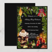 Santa Candles Bells kerstfeest uitnodiging (Voorkant / Achterkant)