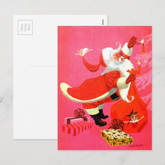 Santa Candles Feestdagenkaart (Voorkant / Achterkant)