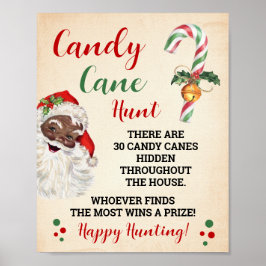 Santa Candy Cane Hunt Kerstspel Teken Poster