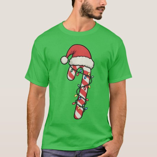 Santa Candy Cane Men Women Boys Candy Cane Xmas gi T-shirt (Voorkant)