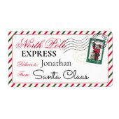 Santa Candy Cane Noordpool Gepersonaliseerde Kerst Etiket (Voorkant)