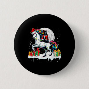 Santa Cane Corso Rijden Eenhoorn Kerst Eigenaar Ki Ronde Button 5,7 Cm