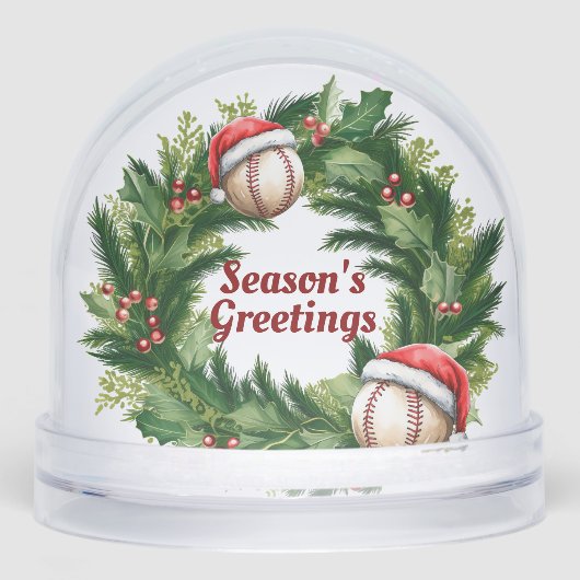 Santa Cap Baseball Customizable Sneeuwbol (Voorkant)