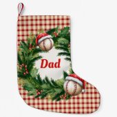 Santa Cap Baseball Dad Personalized Kleine Kerstsok (Voorkant)