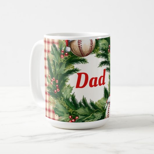 Santa Cap Baseball Dad Personalized Koffiemok (Voorkant links)