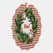 Santa Cap Baseball Dad Personalized Ornament Kaart (Rechts)