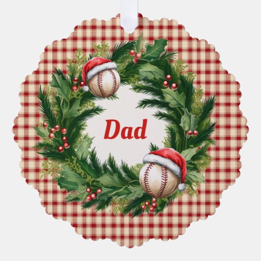 Santa Cap Baseball Dad Personalized Ornament Kaart (Voorkant)