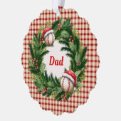 Santa Cap Baseball Dad Personalized Ornament Kaart (Links)