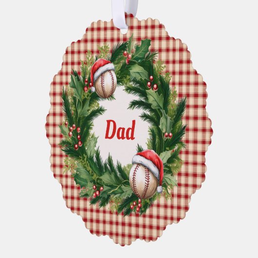 Santa Cap Baseball Dad Personalized Ornament Kaart (Links)