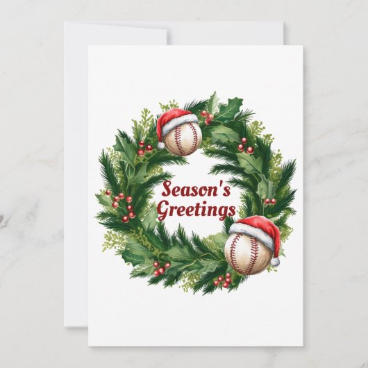 Santa Cap-honkbal Feestdagenkaart (Voorkant)