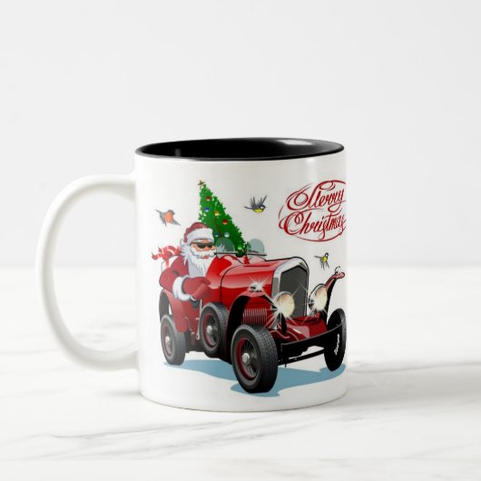 Santa car Mug Tweekleurige Koffiemok (Links)