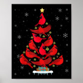 Santa Cardinal Bird Christmas Tree Christmas Light Poster (Voorkant)