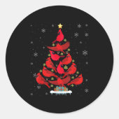 Santa Cardinal Bird Christmas Tree Christmas Light Ronde Sticker (Voorkant)