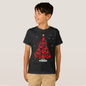 Santa Cardinal Bird Christmas Tree Christmas Light T-shirt (Voorkant volledig)